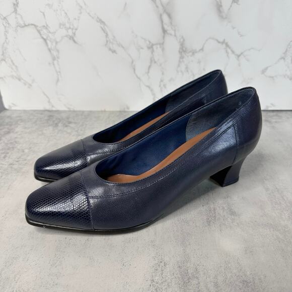 Easy Spirit Snake Print Pumps WMNS Blue US 8 Dress Heels Office Corporate Work - Picture 4 of 7